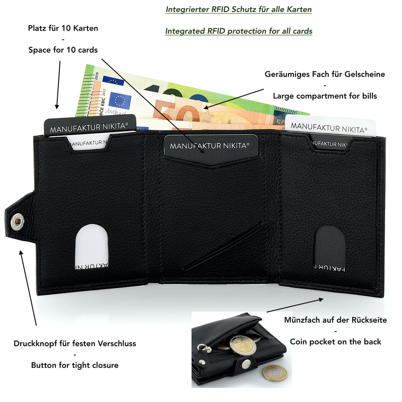 Mini Wallet | für Karten, Scheine und Münzen, mit RFID Schutz